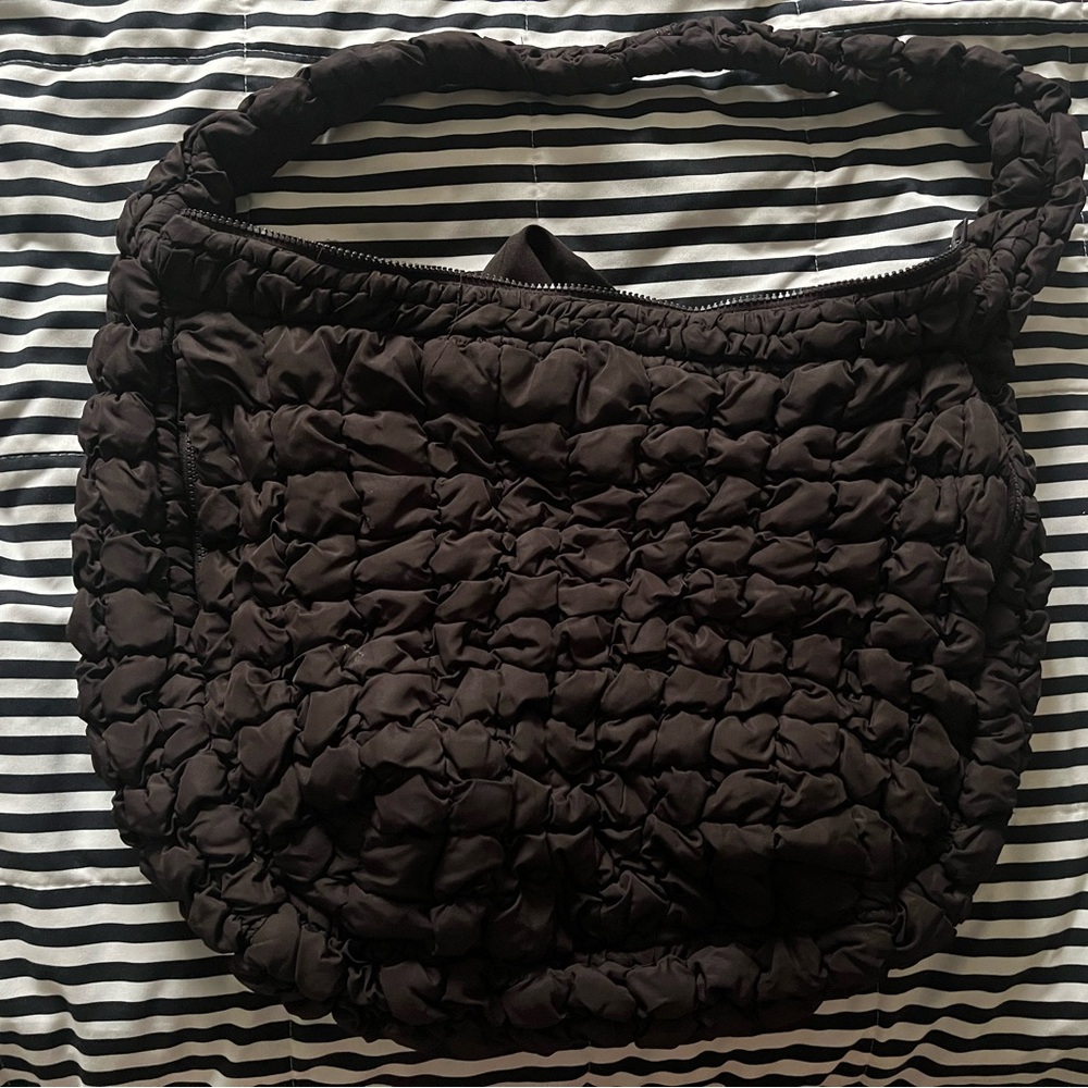 COS Brown Quilted Shoulder Bag large size